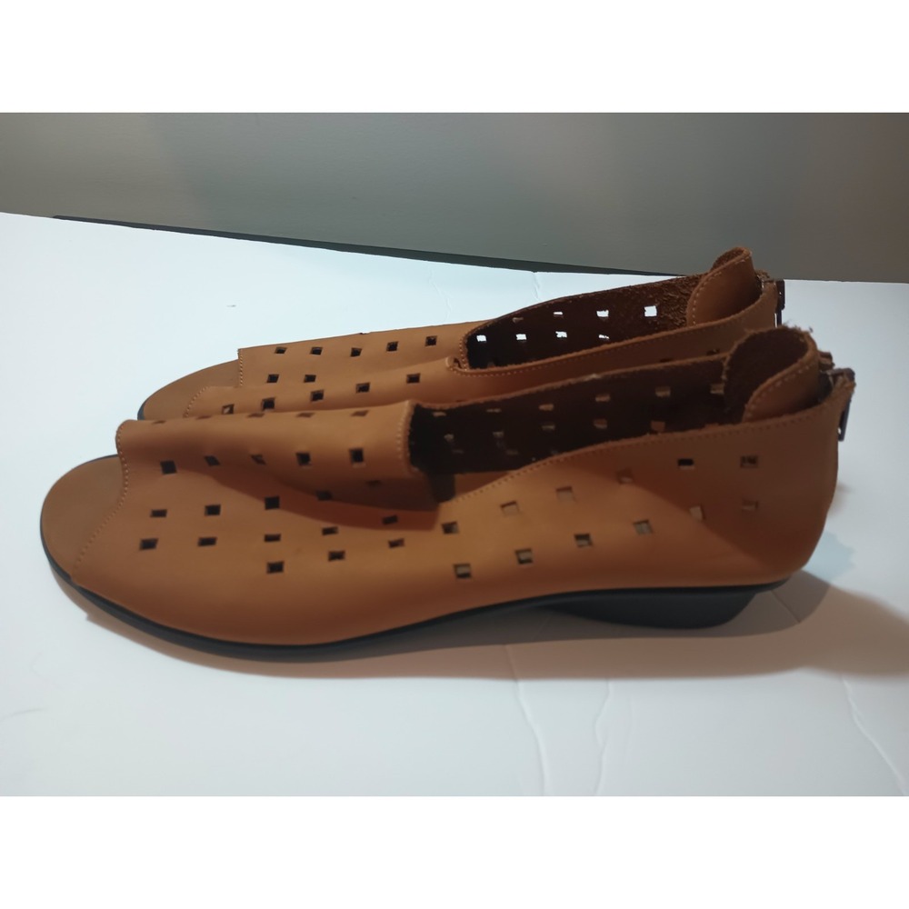Sesto Meucci Brown Nubuck Leather Perforated Bootie Sandals Italy Womens Size 11 - Picture 2 of 6